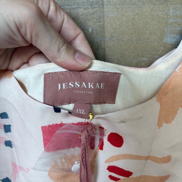 JessaKae Serene Adobe Balloon Puff Sleeve Dress Preppy Boho Casual Womens 1X - Picture 3 of 7